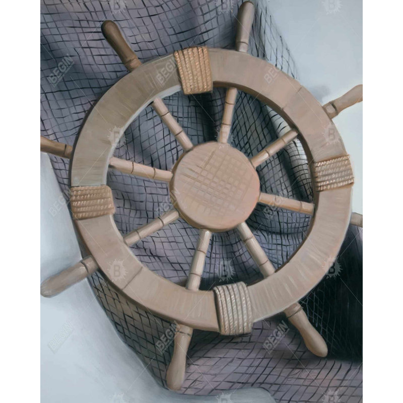 Casque sur un filet de pêche - Toile encadrée pour le décor du salon