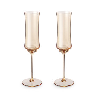 9 oz Elegance Party Champagne Flute Ombre Rose Gold Stemware Glasses, Set  of 4