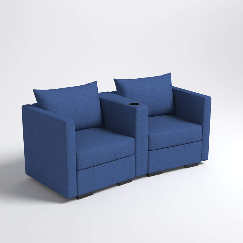 Causeuse Malena, Mélange de polyester bleu
