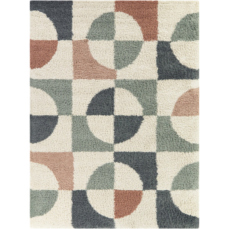 Tapis multicolore à poils longs Smithson, Rectangle 5 pi 3 po x 7 pi