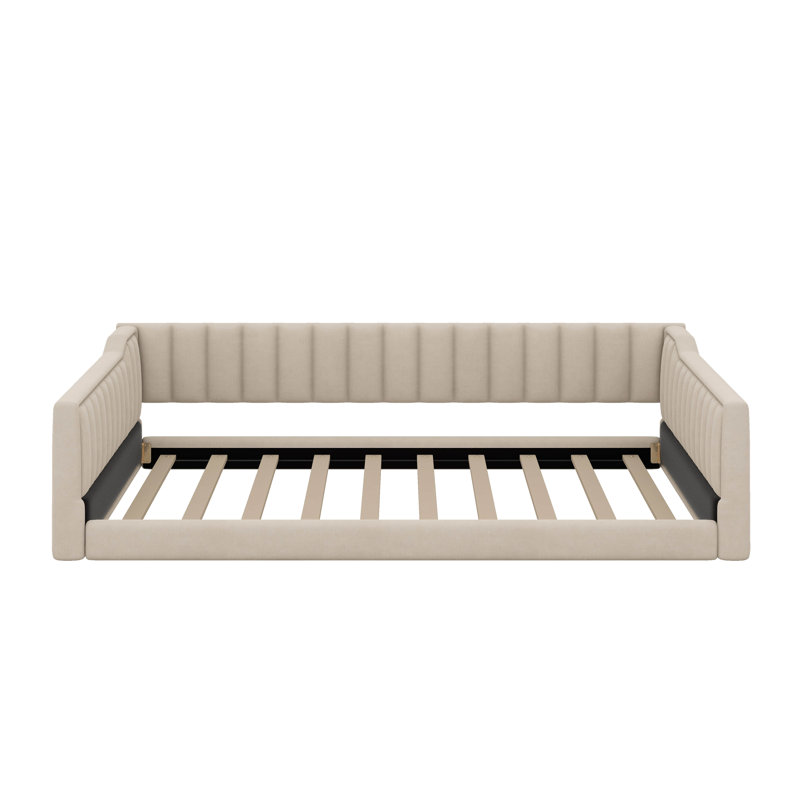 Lit de jour moelleux avec poches de rangement latérales pratiques, Beige
