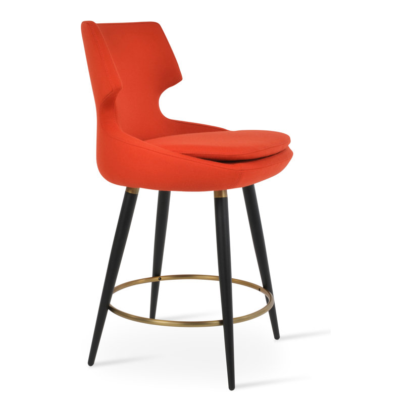 Patara Ana Counter & Bar Stool, Bar Stool (31” Seat Height), Black/Gold, Dark Gray