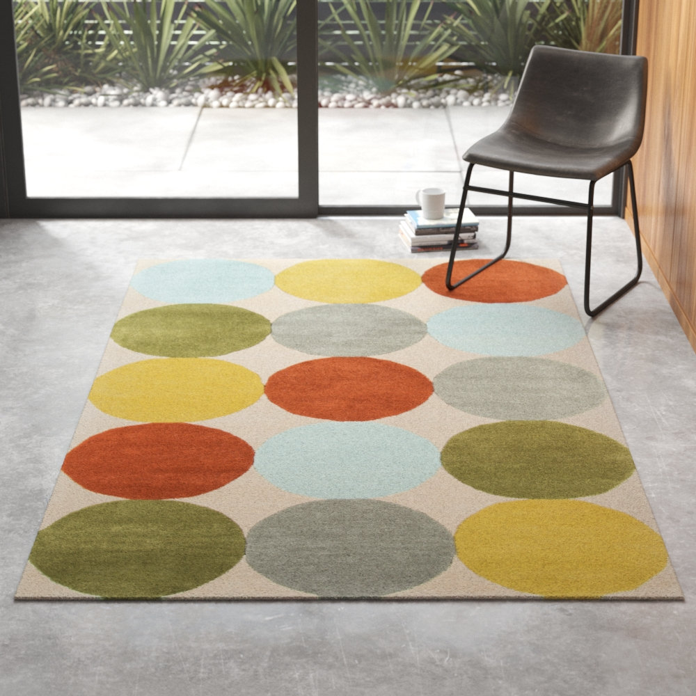 Glory Green Gray Orange Hand-Tufted Wool Rug, Rectangle 9' x 12'