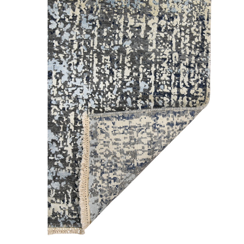 Annastaziah Abstract Handmade Hand-Knotted Indoor Use Only Area Rug in Gray/Tan/Blue, Rectangle 2' x 3'