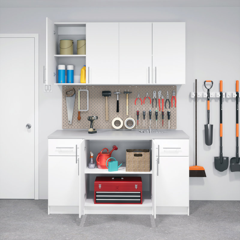 Armoire de rangement simple pour le garage avec portes et tablettes de 32 po Watse Watse, Blanc