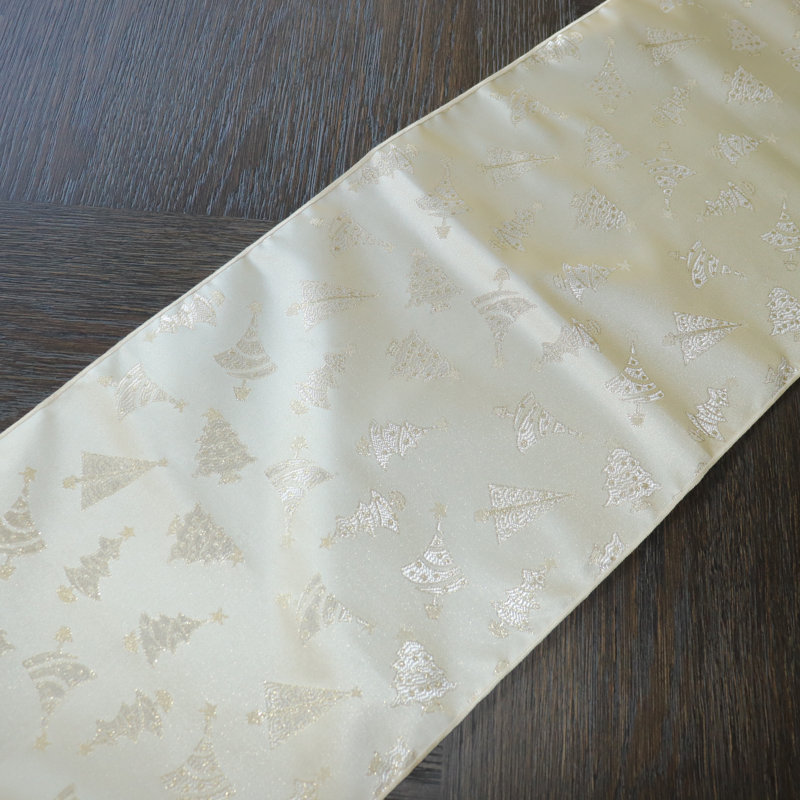Campden Floral Christmas Table Runner, Gold, 72" L x 12" W