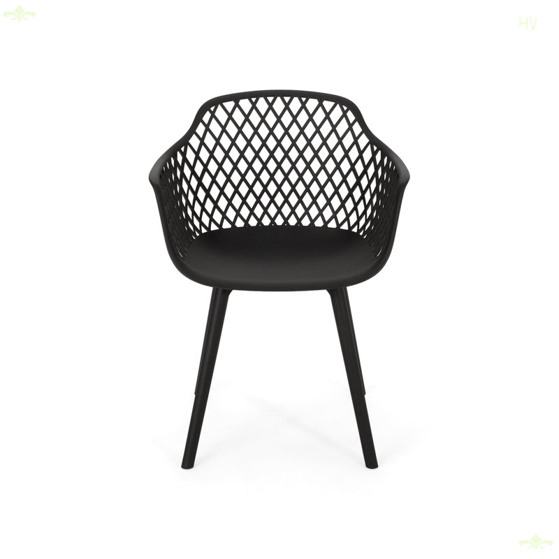 Chaise de salle à manger d'extérieur moderne, Noir, noir, noir, noir