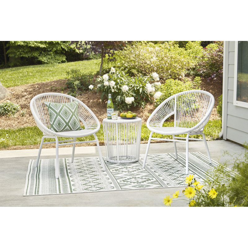 Mandarin Cape White Resin Wicker 3-Piece Outdoor Bistro Set