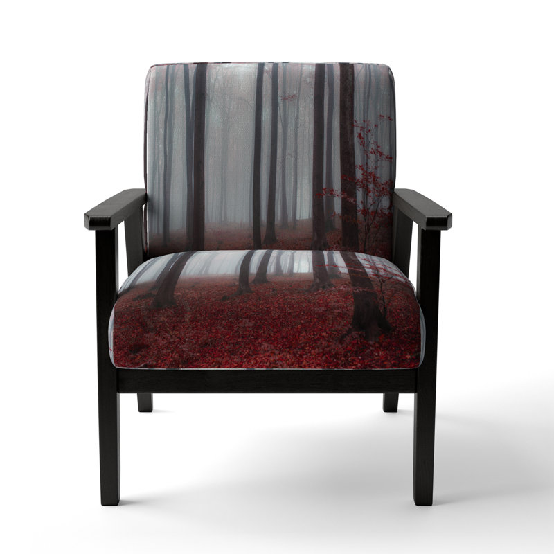 Chaise d'appoint et fauteuil rembourrés Foggy Morning Red Forest IV, Mélange de polyester rouge