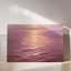 «Soft Pink and Orange Sunset Waves Impressionist», peinture à l'huile sur toile encadrée