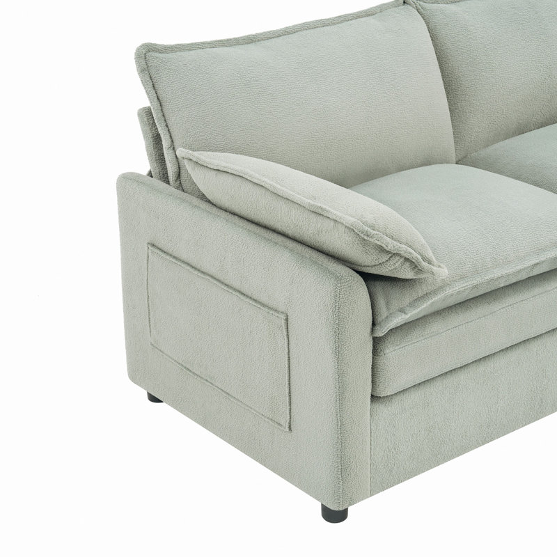 Canapé-lit moelleux 67,7 po avec coussins à double couche et poches de rangement latérales pour salon, chambre à coucher, appartement et petit espace