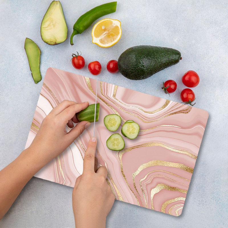 Flourish Premium Tempered Glass Cutting Board, 9.8 x 13.8 inches | 100% Antibacterial, Easy Clean, Non-Slip Silicone Feet | Durable Kitchen Essential for Safe Food Preparation, Stylish and Functional Design