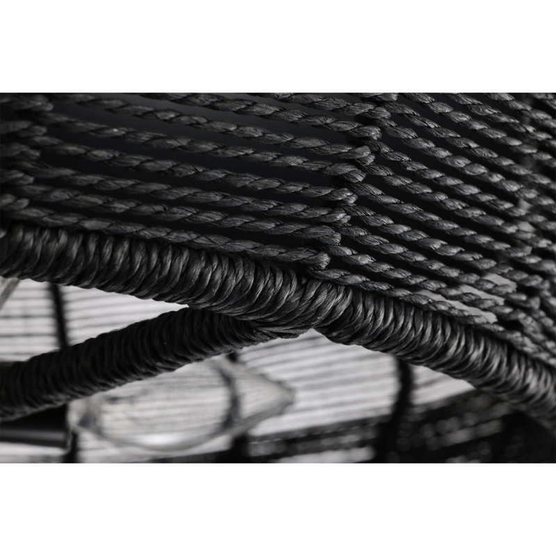 Akasha 28 Inch Rattan Rope Ceiling Fan 6 Light With Remote, Black