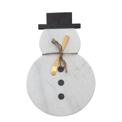 Marble Snowman Cheese Board with Canape Knife