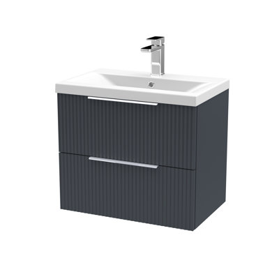 Fluted 610mm Single Bathroom Vanity with Vitreous China Basin