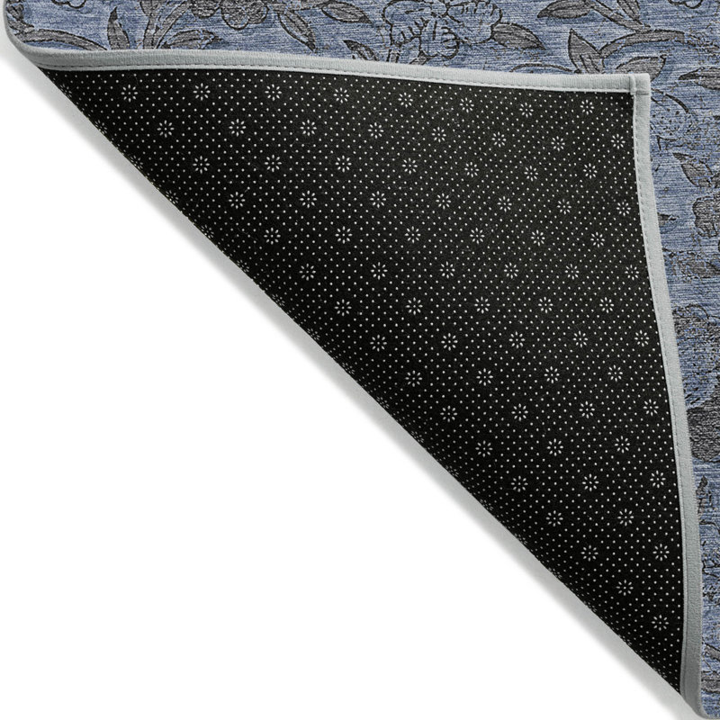 Tapis intérieur lavable floral 8 pi x 10 pi gris