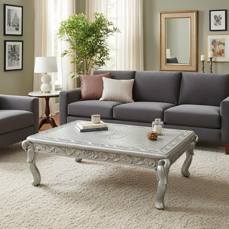 Luxury Hand Carved German Silver Coffee Table