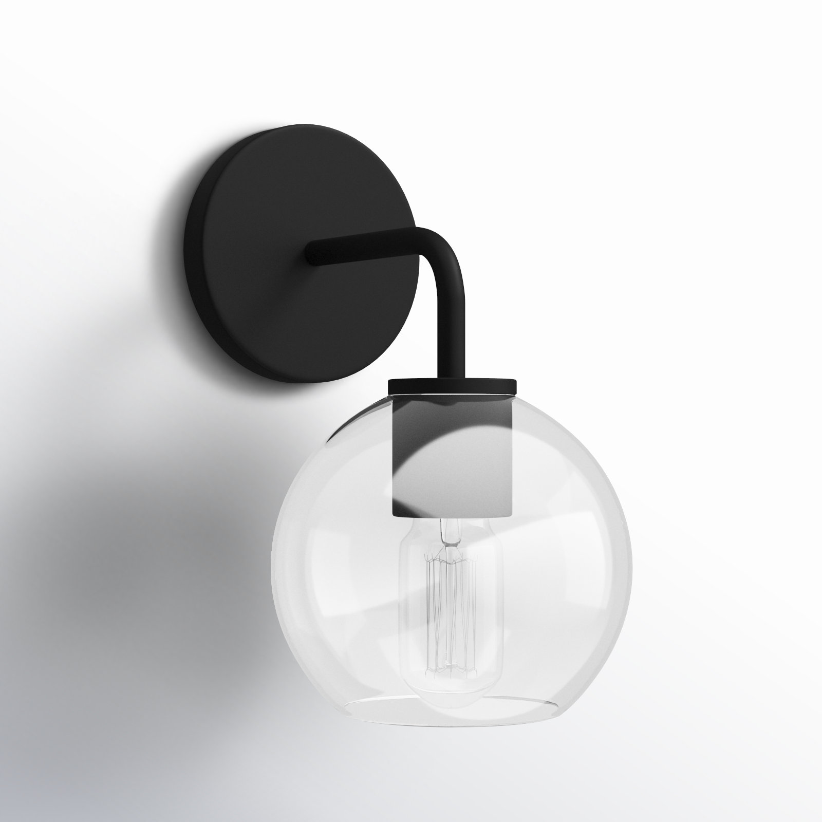 Childerley Single Light Dimmable Armed Sconce, Midnight Black, Clear