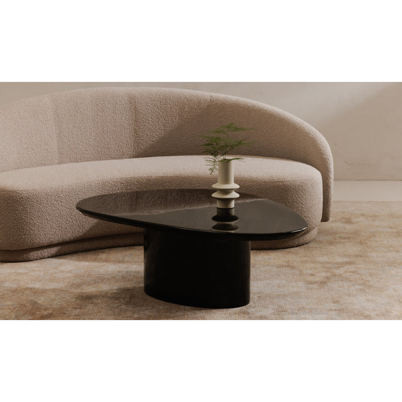 Poetica Solid Wood Top Single Coffee Table, Black Lacquer