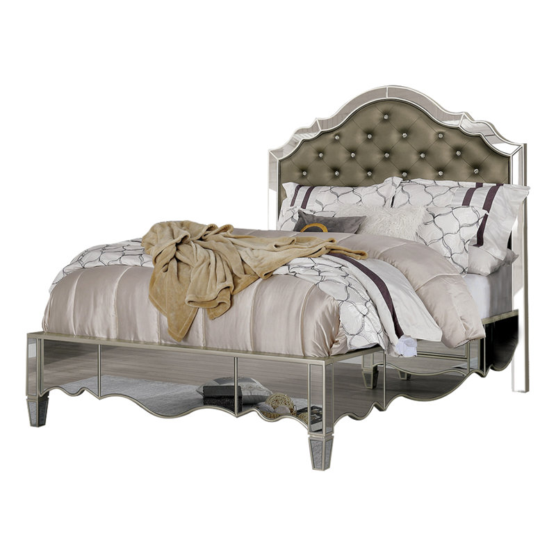 Lit plateforme tapissier avec matelas Barcaldine, Très grand