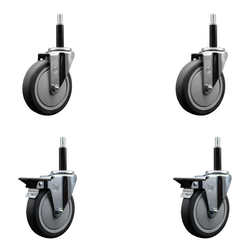 Ensemble de roulettes extensibles en caoutchouc thermoplastique pivotant sur roues 3/4 po 2 freins SCC