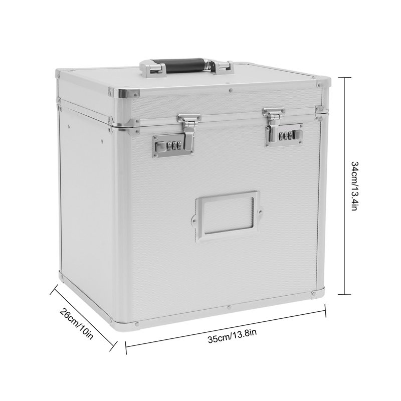 13.4" H X 13.8" W Lockable File Organizer Storage Box, Silver