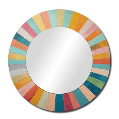 Coloré Mid-Century optique Serenade I - miroir décoratif moderne de style Mid-Century, grand miroir mural de style Mid-Century, impression d'art en métal