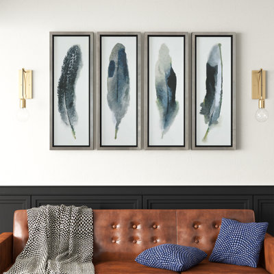 «Feathered Beauty Prints» par June Erica Vess - ensemble de 4 peintures encadrées
