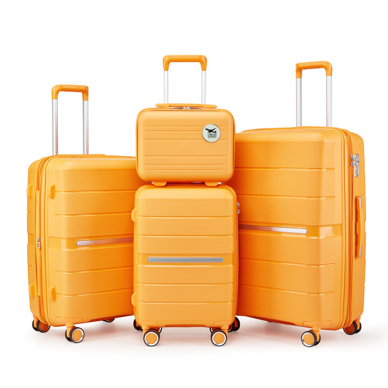 Valises extensibles 4 pièces en PP léger et durable, 29" H x 18.3" W x 10.8 " D, Orange