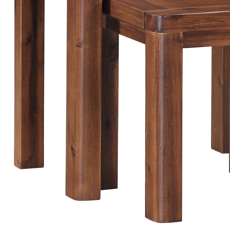 Oruada Solid Wood Nesting Tables, Dark Brown