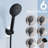 10" Rainfall Shower Head With Handheld - Self-Cleaning Nozzles 6 Settings Holder Matte Black Finish-125519095