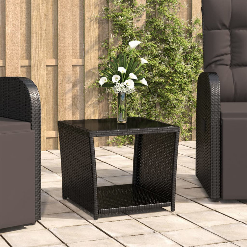 Leo-John Square Outdoor Side Table , 45cm cm W 45cm cm D, Black, Black