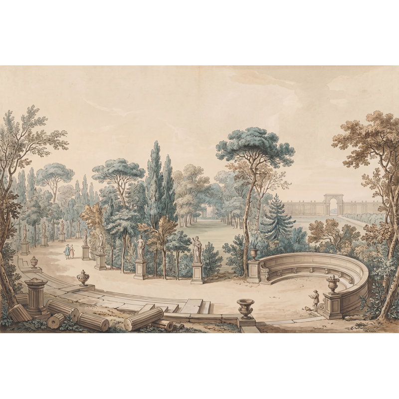 Papier peint classique avec motif de paysage mural et illustration murale amovible, 100 po x 96 po, Texturé non collé