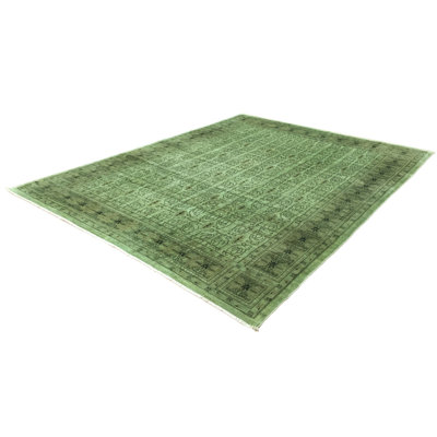 Tapis de zone one-of-kind-noué la 2010 vert 9 pi 1 po x 11 pi 8 po Vernet