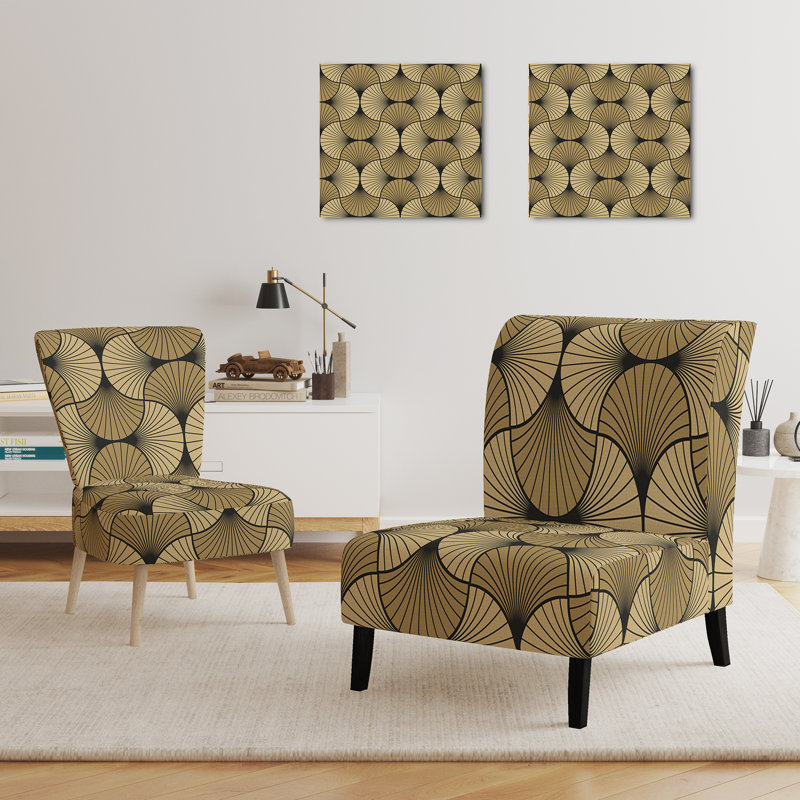 Accent Chair, Beige Floral Pattern Upholstered Decor - Beige Floral Pattern II, Brown