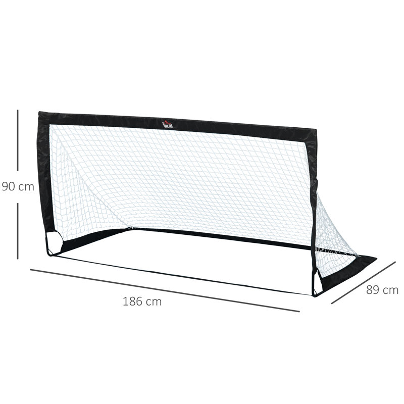 HOMCOM Steel Football Net with Carrying Case, Black/White