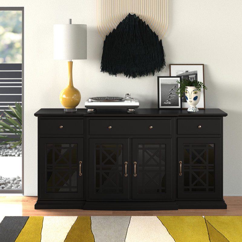 Buffet avec porte en verre Saugeries, Noir
