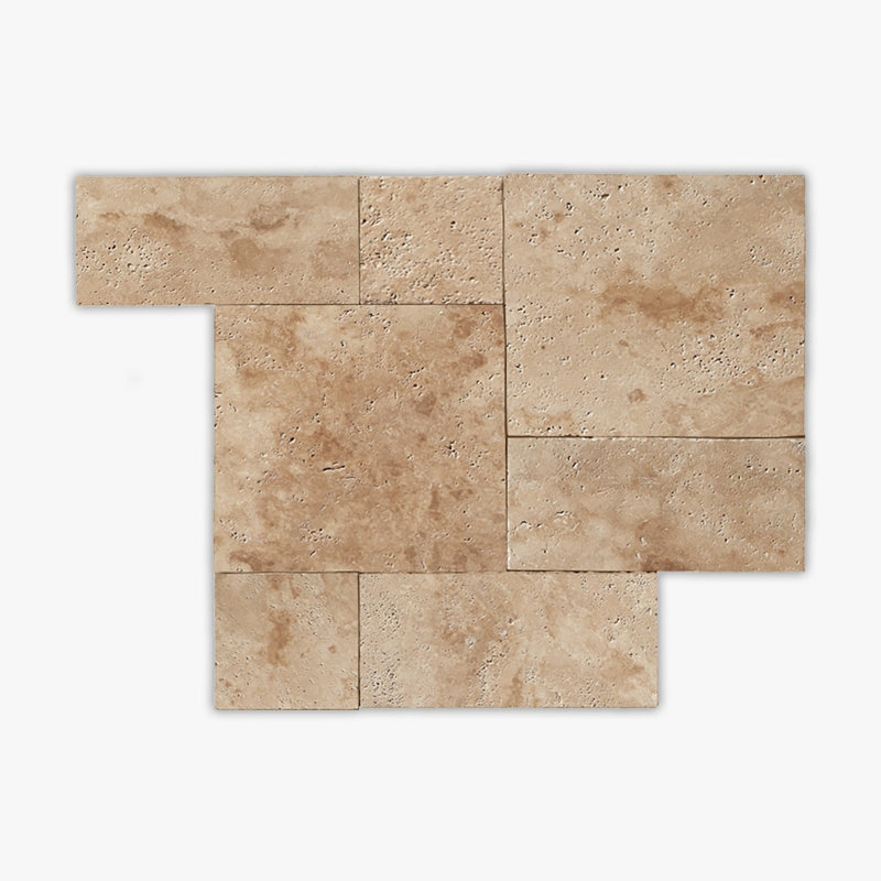 Walnut Tumbled Roman Pattern Travertine Paver, Brown