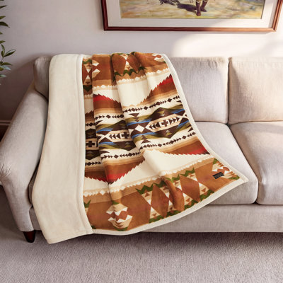 SOLSTICE CANYON PRINTED PLUSH THROW SANDSHELL