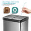 Poubelle de cuisine en acier inoxydable 16 gallons avec deux compartiments, pédales et couvercles à fermeture en douceur Home Zone Living-70932236