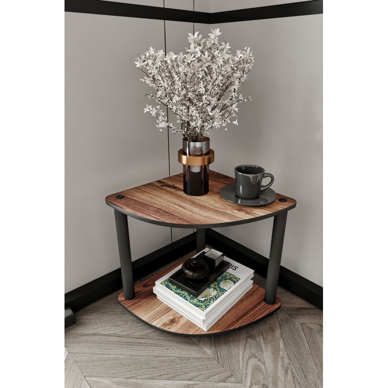Modern Side Table, Walnut Color, 13.4 x 15.0 x 13.4 inches | 100% MDF with Compressed Kraft Legs | Stylish & Functional Design, Perfect for Living Rooms, Bedrooms & Novelty Spaces, Easy to Assemble