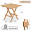 Table d'appoint pliable en teck massif de qualité supérieure - Table de bout pour patio intérieur et extérieur