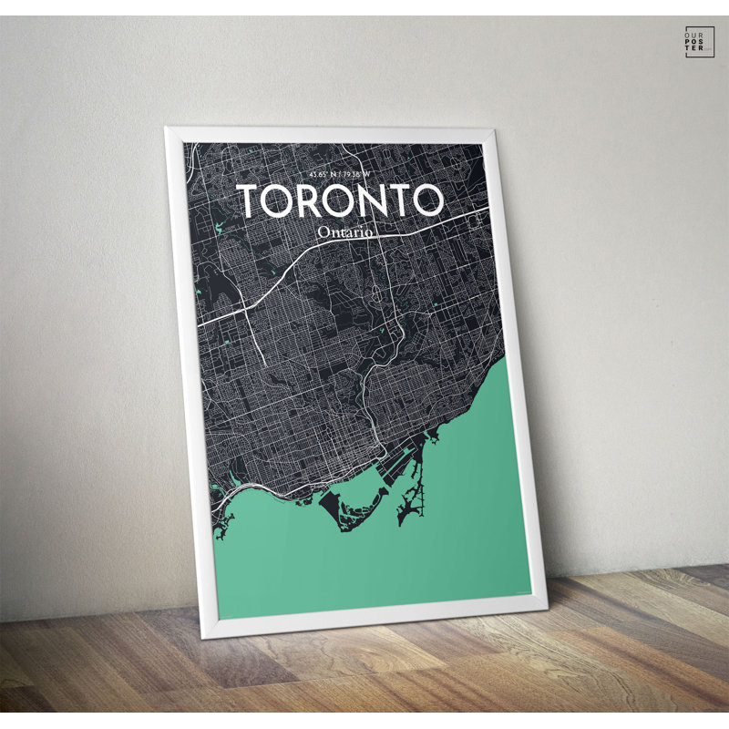 « toronto city map », reproduction d’impression sur affiche en rêve, H 27,6 po x l 19,7 po