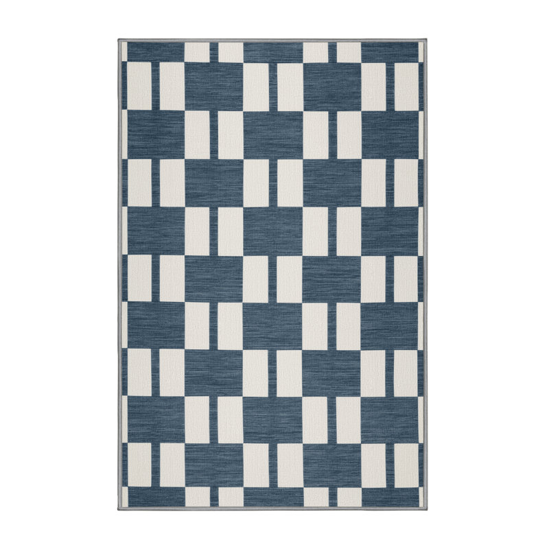 Tapis gris à carreaux lavable à la machine, Rectangle 2 pi x 3 pi