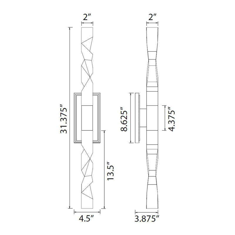 Mamadim Steel LED Wallchiere, Matte White, 31.38" H x 4.5" W x 3.88" D