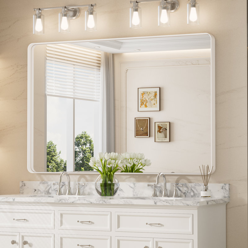 Miroir d'appoint Tyro, 60 po x 40 po, Blanc, Rectangulaire