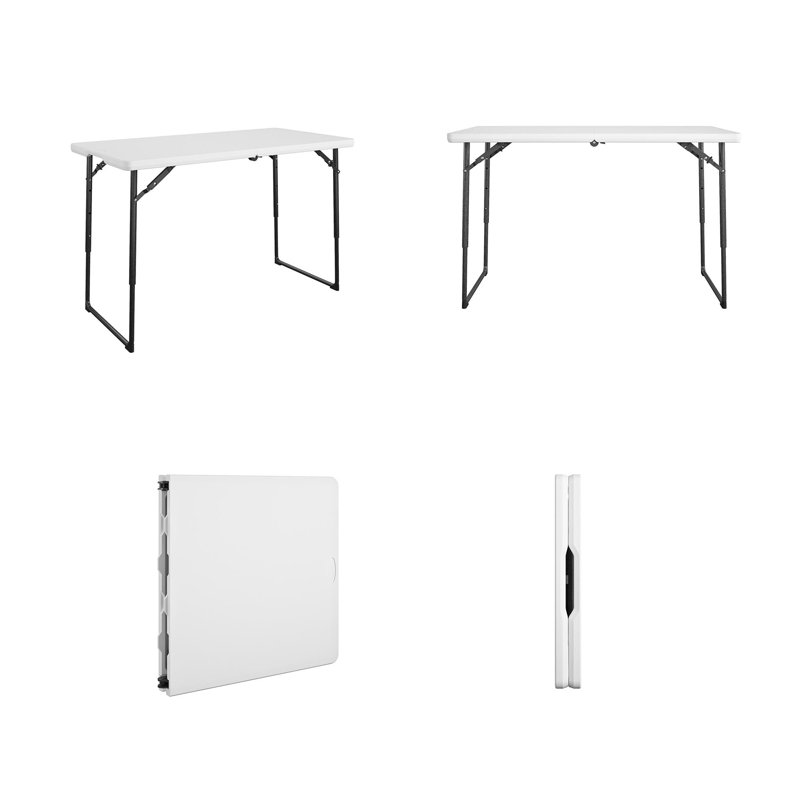 White Adjustable Height 4-Foot Folding Utility Table