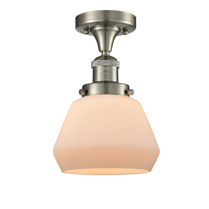 Chill Glass Semi Flush Mount, Brushed Satin Nickel, Matte White Cased