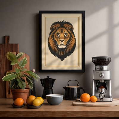 Royal Lion Portrait Vintage - Framed Print
