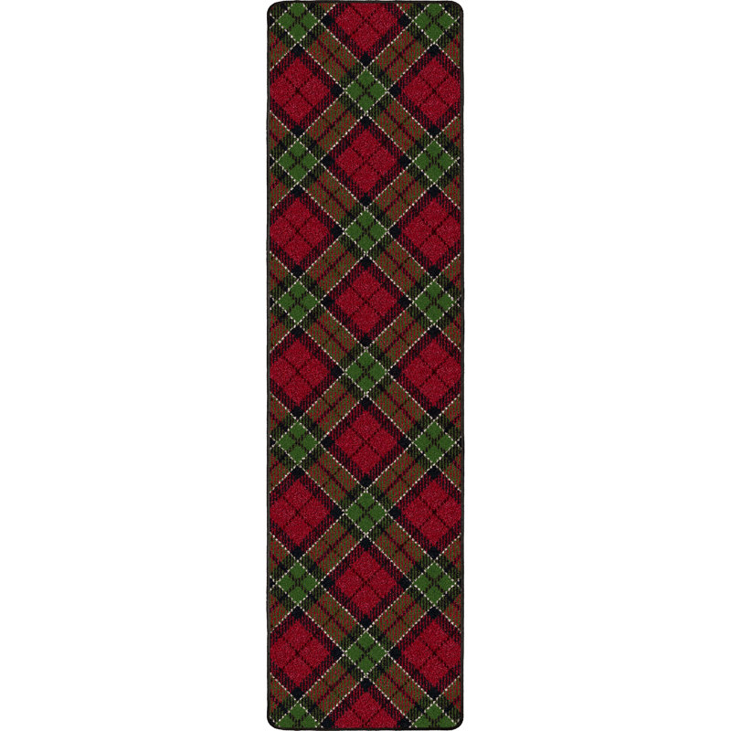 Tapis à motif écossais Ligaya Christmas, Tapis de couloir 2 pi 1 po x 7 pi 8 po